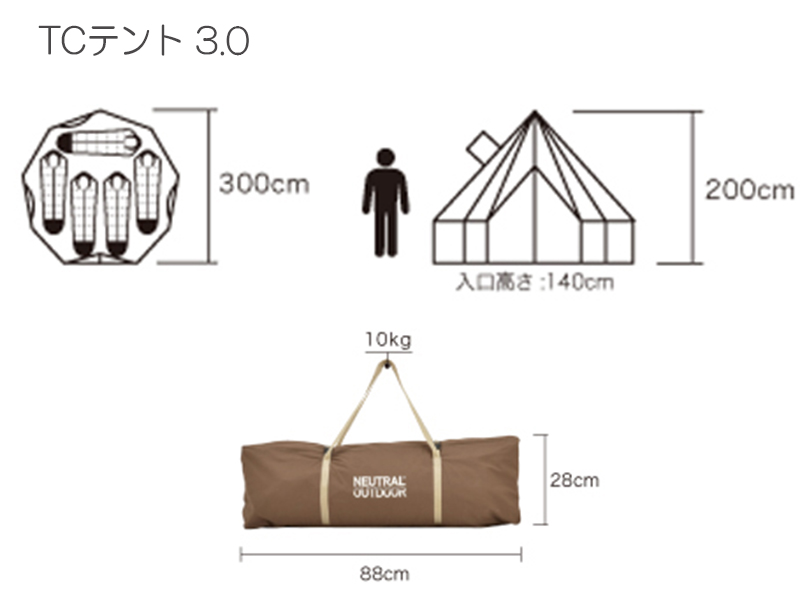 美品　Neutraloutdoor TCテント3.0　NT-TE22 楽天市場】NEUTRAL OUTDOOR ニュートラルアウトドア TCテント3.0